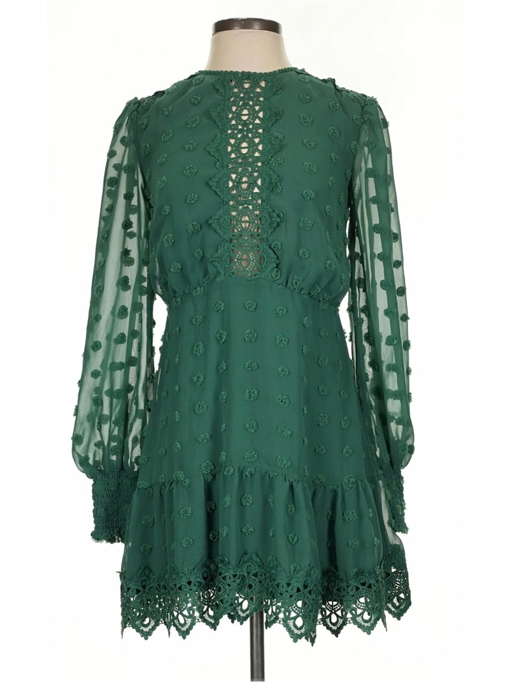Green Cocktail Dress with Lace Details. NWT. Women’s Medium
